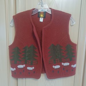 Hansi Trachten Boiled Pure New Wool Trachten Tyrol Red Vest Size US 8 EU 38
